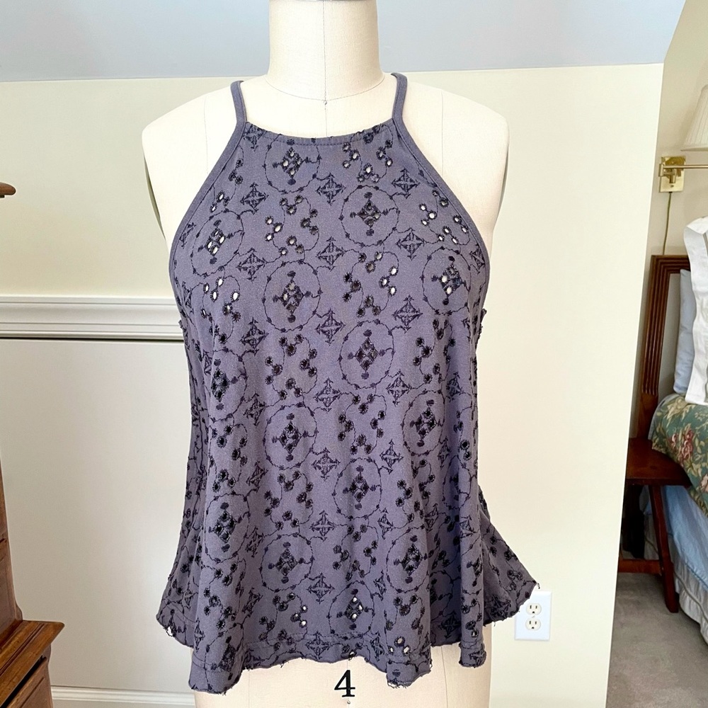 Free People Lace Halter Top - Gray